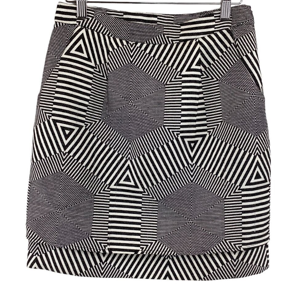 HD In Paris Anthropologie Black & White Geometric Patterned Skirt Size XS XSmall